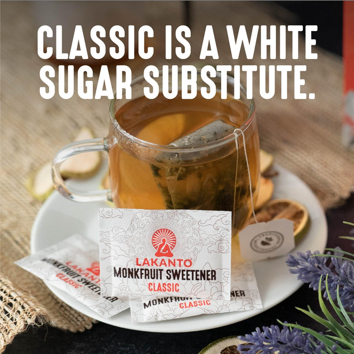 Lakanto Monkfruit Sweetener Packets with Erythritol - Zero Calorie Sugar Alternative, Keto & Diabetic Friendly (2 x 3g, 30 Packets) - Canadian Distribution - Ships Free Within Canada on Orders Above CAD $199