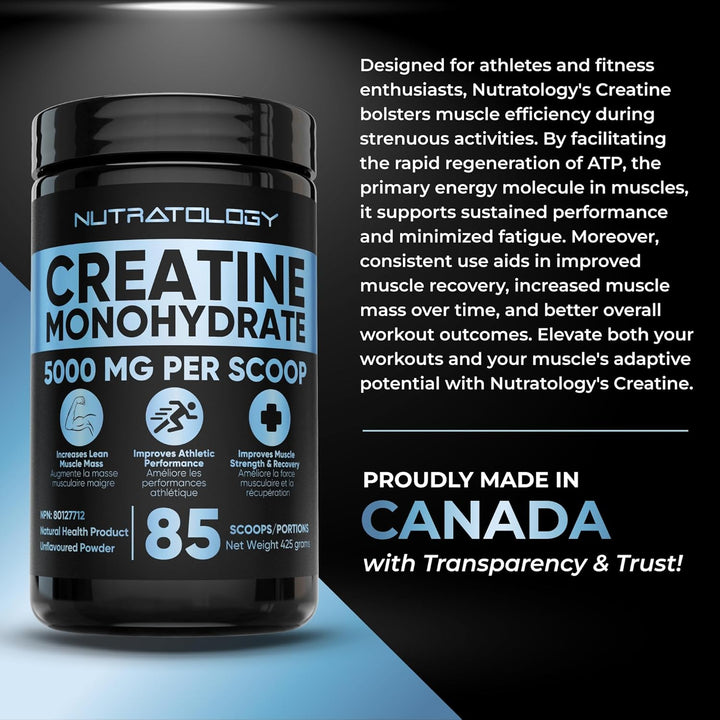 Pure – Creatine Monohydrate Powder – 425 g, 85 Servings