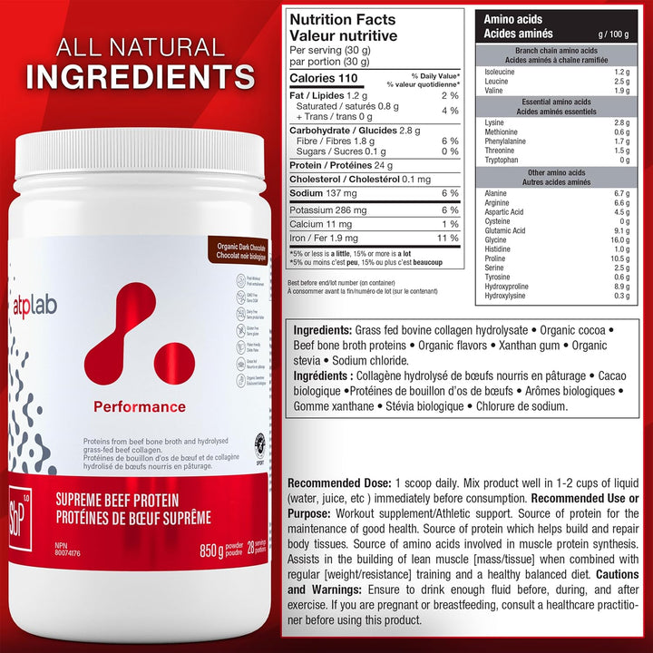 ATP Lab – Beef Protein Powder – Chocolate – 850 g, 28 Servings