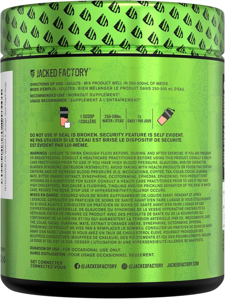 NITROSURGE – Pre Workout Powder – Sour Peach Rings – 30 Servings
