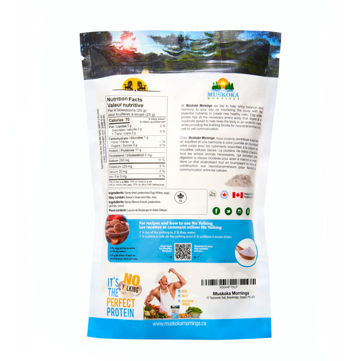 Muskoka Mornings – No Yolking Egg White Protein Powder – Unflavoured – 500g