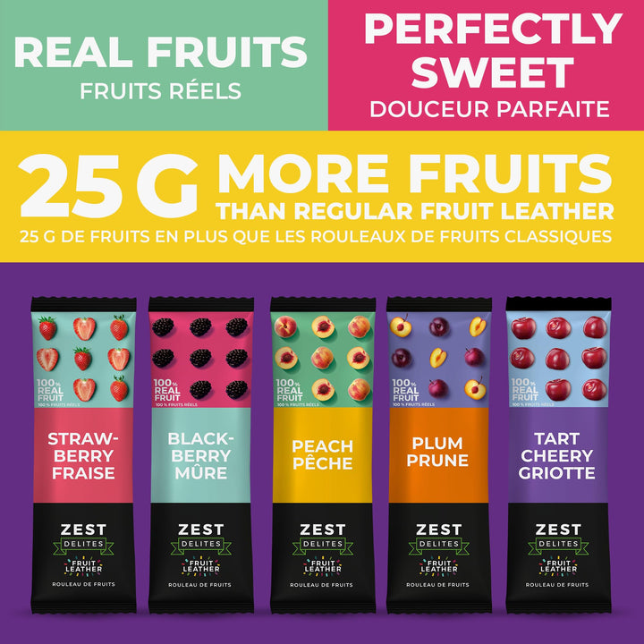 Zest Delites – Fruit Leather Lavashak – Mixed Fruit – 50 × 25g – Individually wrapped