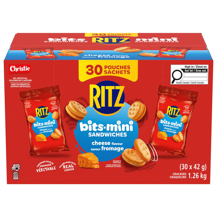 RITZ BITS Cheese Sandwiches - 30 Individual Snack Packs (1.26 kg) - Canadian Distribution - Ships Free Within Canada on Orders Above CAD $199