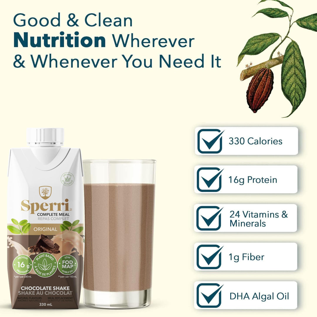 Sperri – Complete Plant-Based Meal Replacement – Chocolate – 330mL, 12 Pack