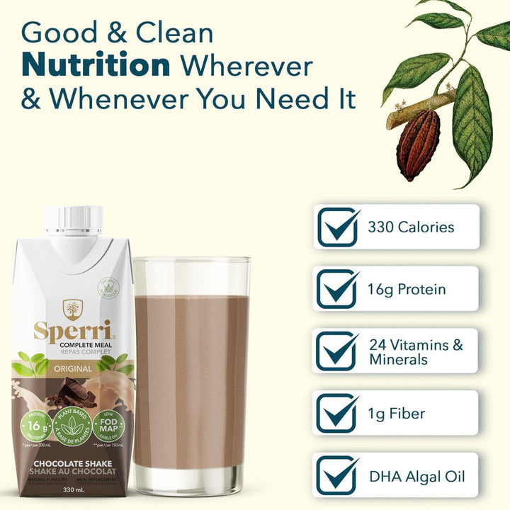 Sperri – Complete Plant-Based Meal Replacement – Chocolate – 330mL, 12 Pack