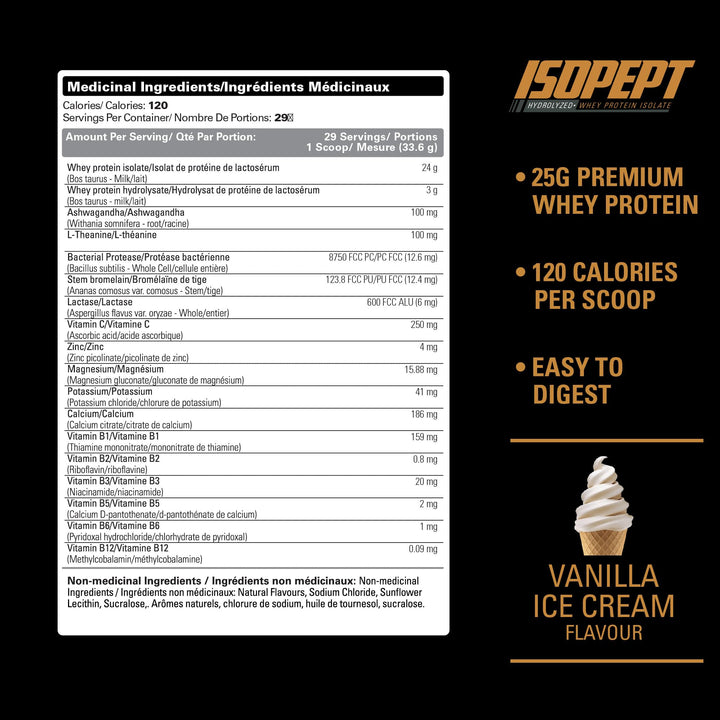 EHP Labs – IsoPept Whey Protein – Vanilla Ice Cream – 27 Serves – 27g isolate
