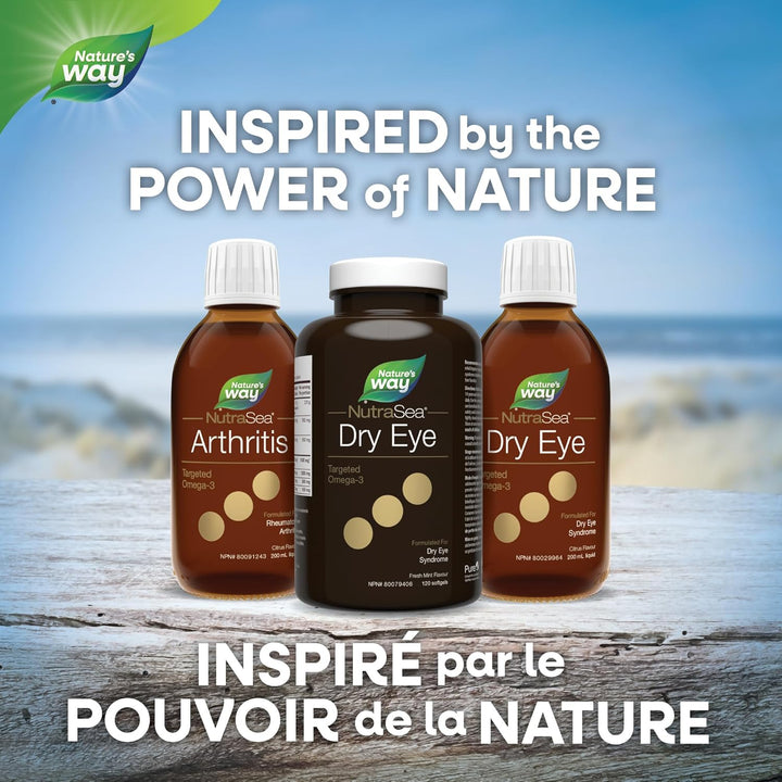 Nature's Way – NutraSea Omega-3 pour la sécheresse oculaire – Menthe fraîche – 120 gélules