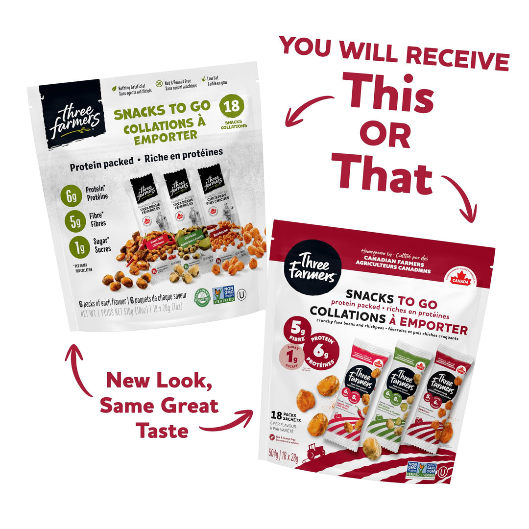 Three Farmers – Healthy Snack Packs – Sweet Chili/Dill Pickle/BBQ – 18 Pack