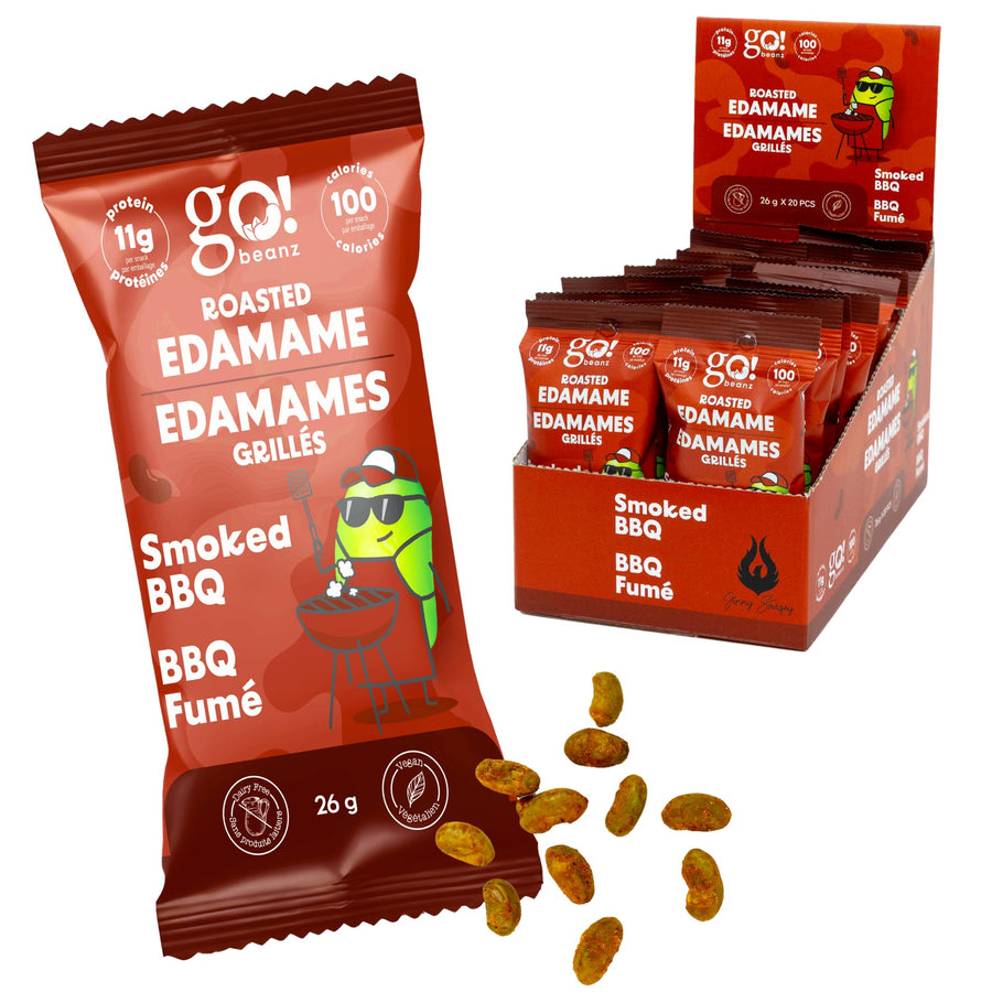 GoBeanz – Crunchy Roasted Edamame – Smoked BBQ – 20 Packs