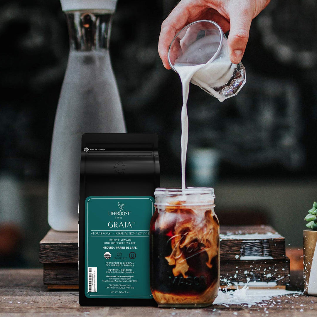 Lifeboost – Ground Coffee – Medium Roast – 12oz – Low acid organic