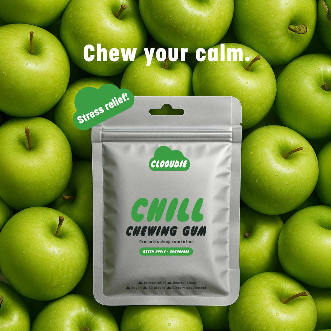 Clooudie Chill Green Apple Chewing Gum - Vegan, Sugar Free, 30 Pieces - Canadian Distribution - Ships Free Within Canada on Orders Above CAD $199