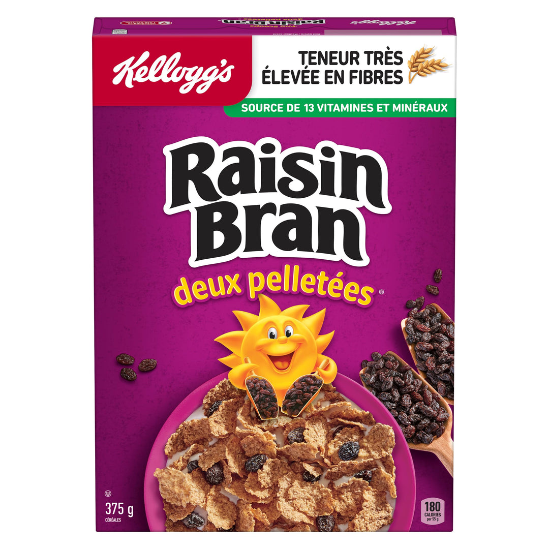 Kellogg's Two Scoops Raisin Bran Cereal 2 x 375g - Canadian Distribution - Ships Free Within Canada on Orders Above CAD $199