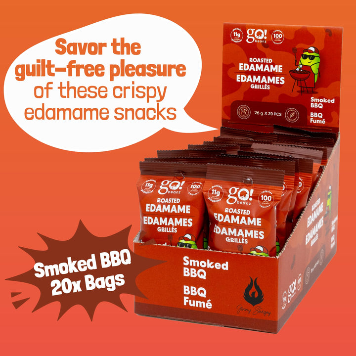 GoBeanz – Crunchy Roasted Edamame – Smoked BBQ – 20 Packs