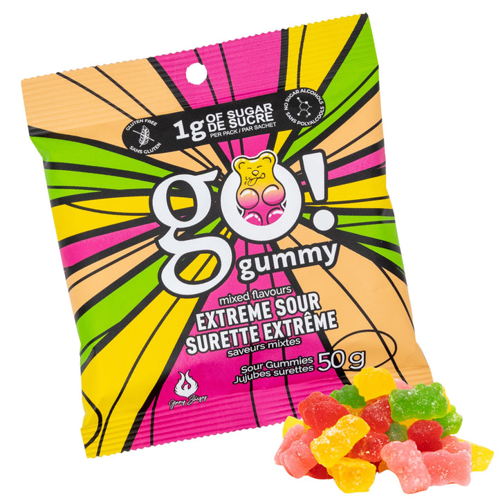 Jimmy Sevigny – GoGummy Extreme Sour – Mixed Flavours – 12 × 50g – Low sugar high fibre