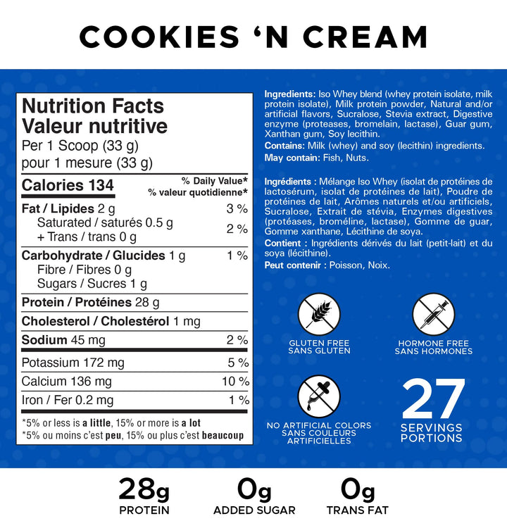 Revolution Nutrition – Iso Whey Protein Powder – Cookies and Cream – 2lb – 100 percent isolate