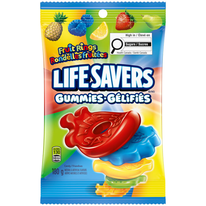 LIFE SAVERS Fruit Rings Gummy Candy – Strawberry, Pineapple, Blue Raspberry, Pear & Lemon – 2 x 180g - Canadian Distribution - Ships Free Within Canada on Orders Above CAD $199
