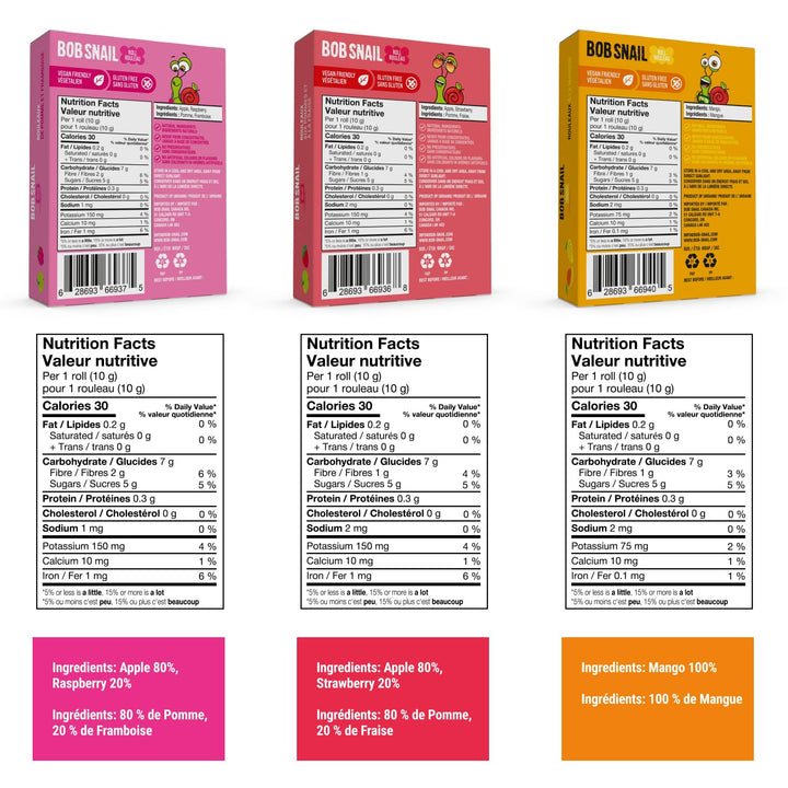 Bob Snail - Fruit Roll Ups - No Added Sugar - Bulk 80 Pieces (800g)