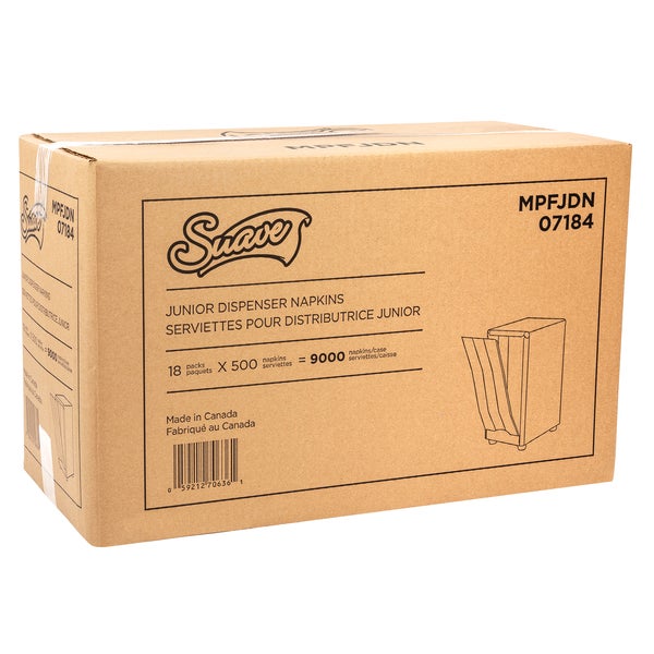 Suave Junior 1-ply Dispenser Napkins - 18 packs of 500  - Disposables, Restaurant Packaging and Take-Out Supplies - Canadian Distribution - Ships Free Within Canada on Orders Above CAD $199