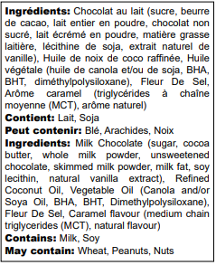 Ingredients list in English and French