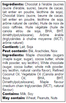 Ingredients list in English and French