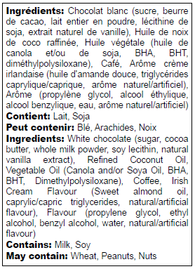 Ingredients list in English and French