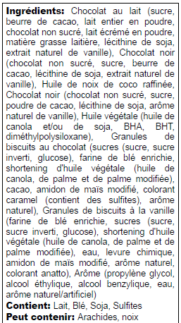 Ingredients list in French