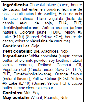 Ingredients list in English and French