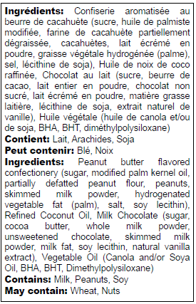 Ingredients list in English and French