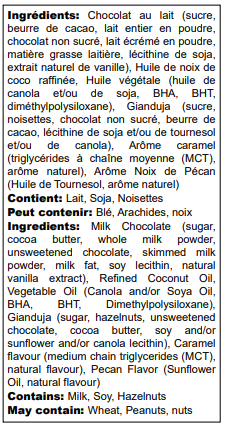 Ingredients list in English and French