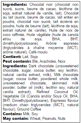 Ingredients list in English and French