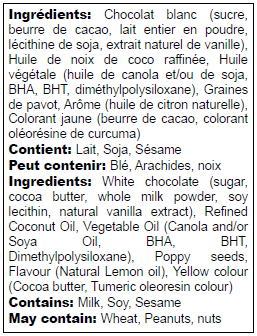 Ingredients list in English and French