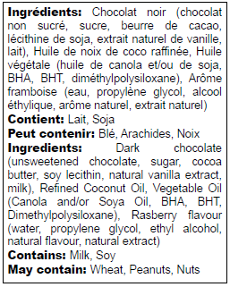 Ingredients list in English and French