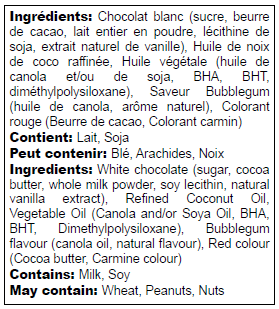 Ingredients list in English and French