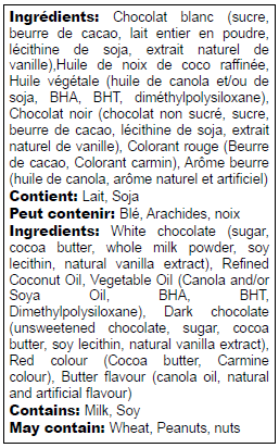 Ingredients list in English and French