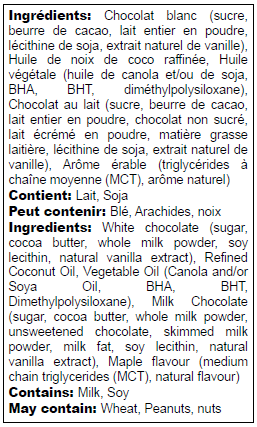 Ingredients list in English and French