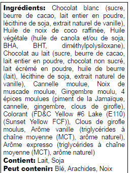 Ingredients list in French