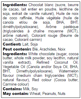 Ingredients list in English and French