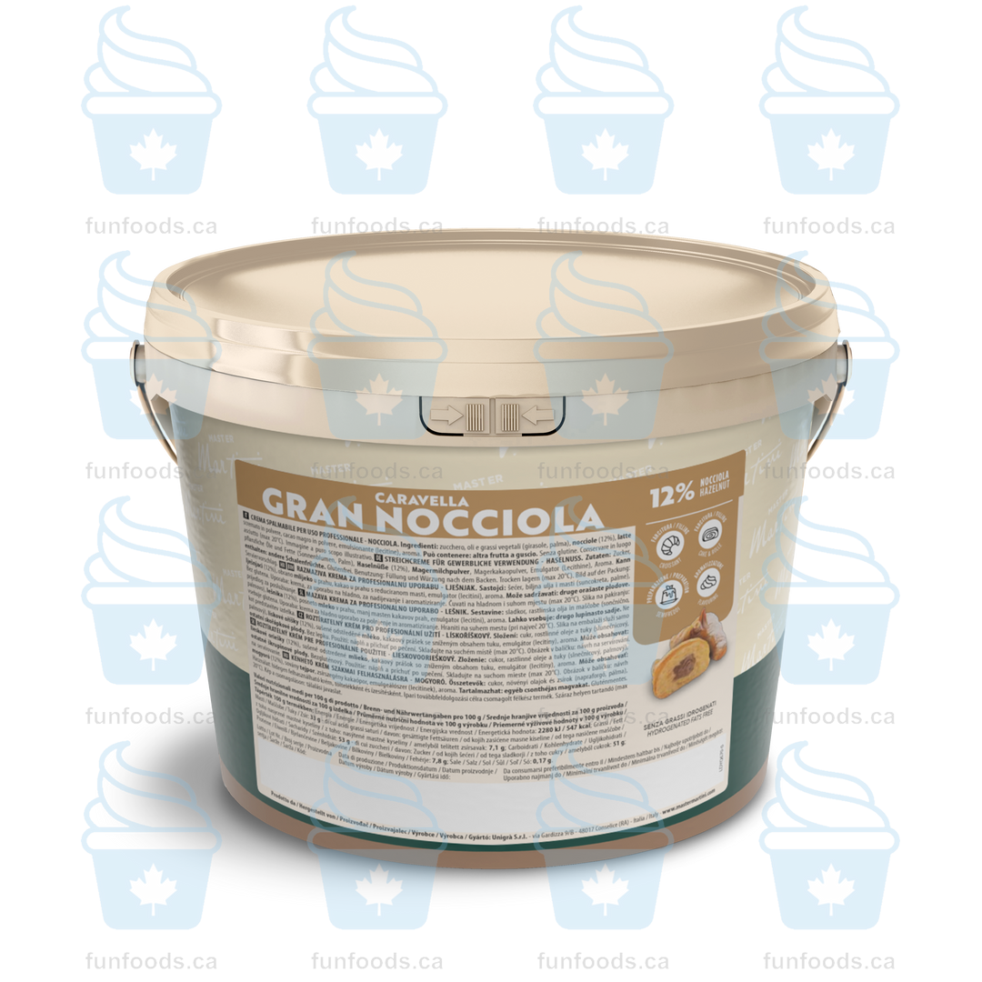 Smooth Hazelnut Filling 12% - Gran Caravella Nocciola - 5 KG Bucket - Master Martini Canada - Canadian Distributor