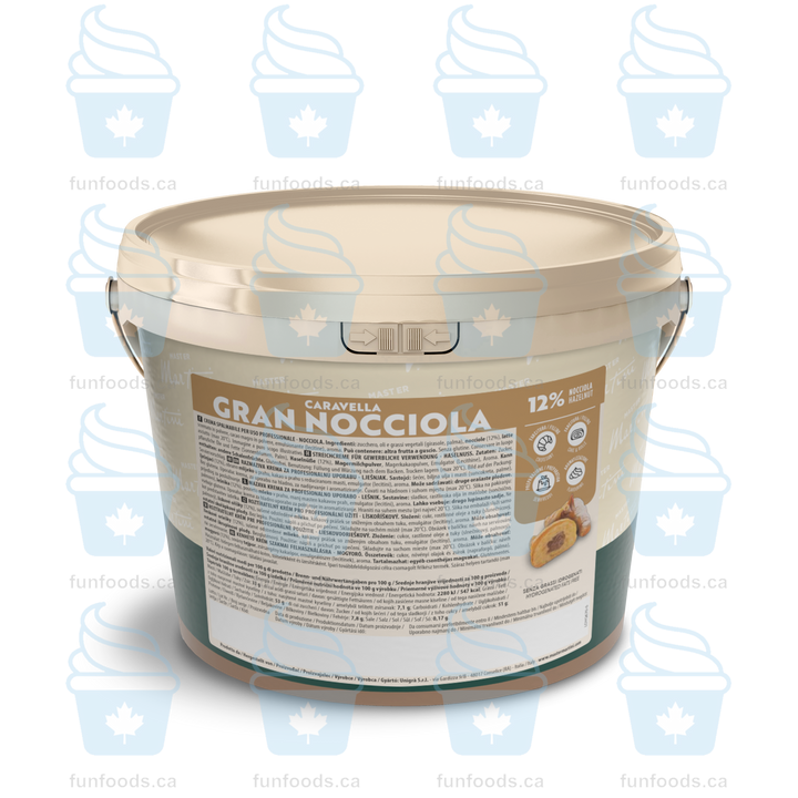 Smooth Hazelnut Filling 12% - Gran Caravella Nocciola - 5 KG Bucket - Master Martini Canada - Canadian Distributor