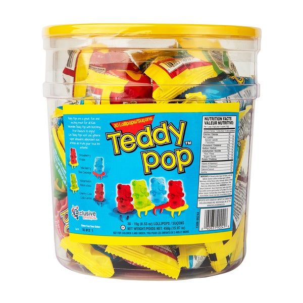 Lollipops - 4 x Packs of 30 - Teddy Pop - Canadian Distribution