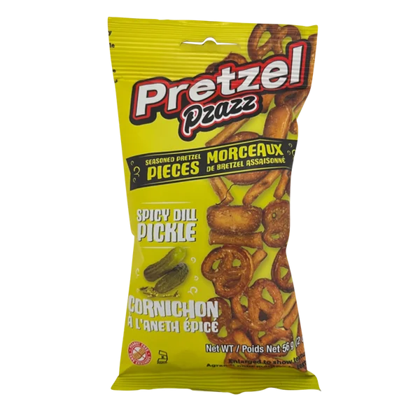 Spicy Dill Pickle - 48 × 56 g - Pretzel Pzazz - Canadian Distribution