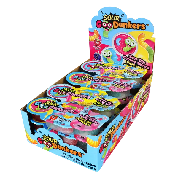Sour Dip Gummy Worms - 48 × 60 ml - Goo Dunkers - Canadian Distribution