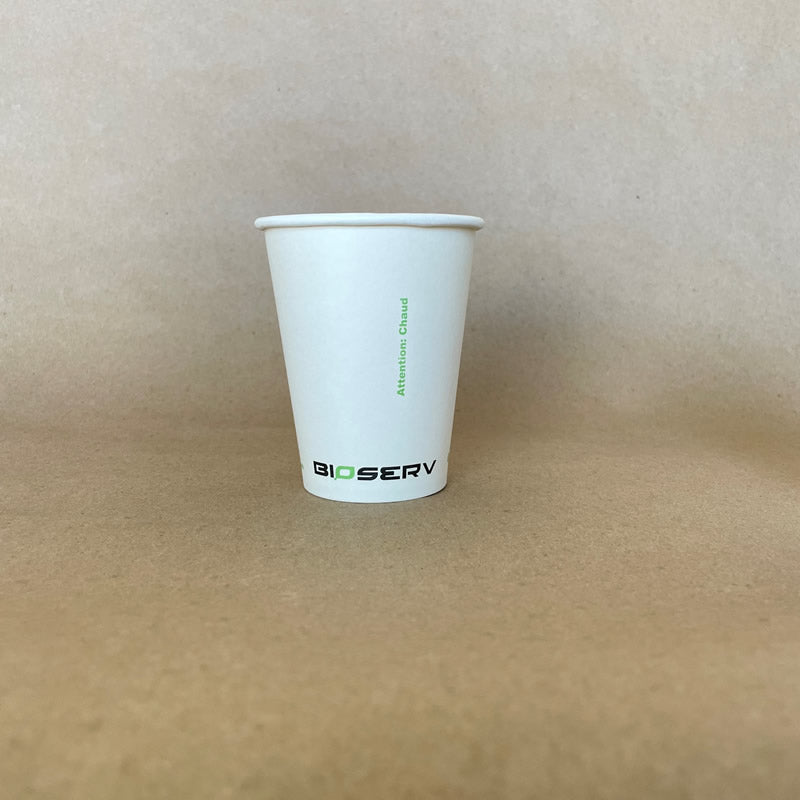White Bioserv Single Wall Hot Cup - 4/6/8/10/12/16/20 oz - 1000cs BPI - Disposable Take Away Food Packaging - Canadian Distribution