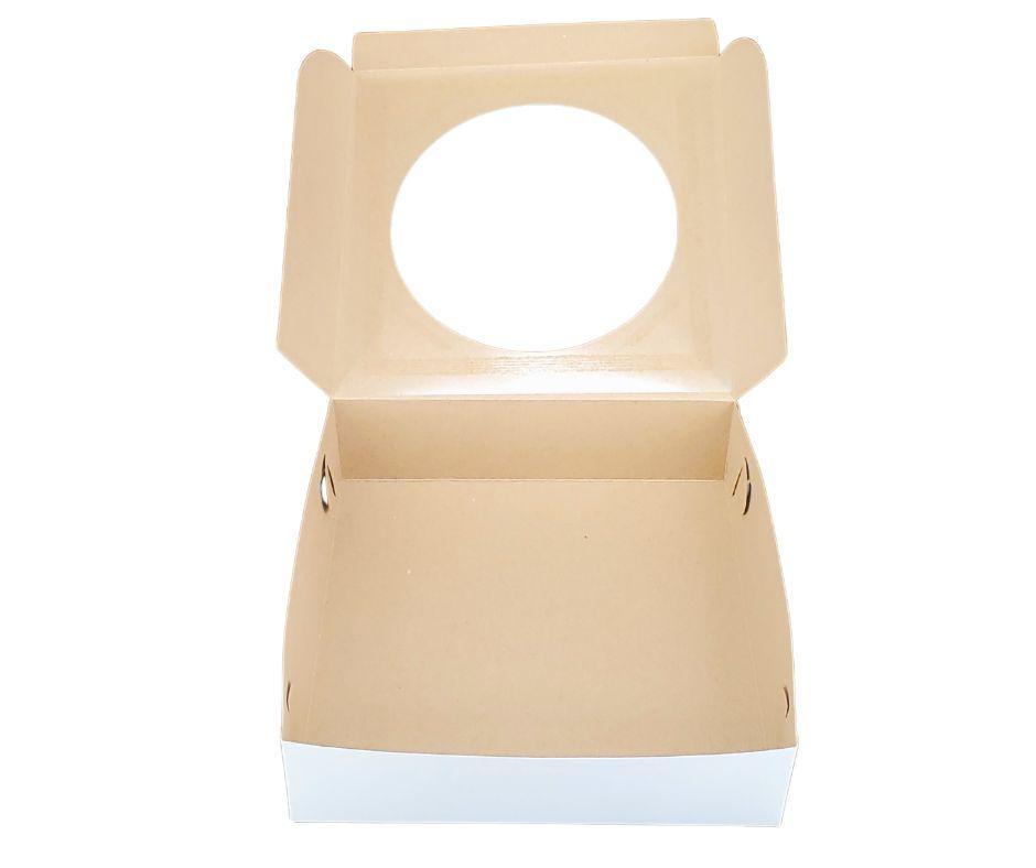 EB - Boîtes à gâteaux blanches - Avec fenêtre - 9x9x2.5 (Boîte à tarte)