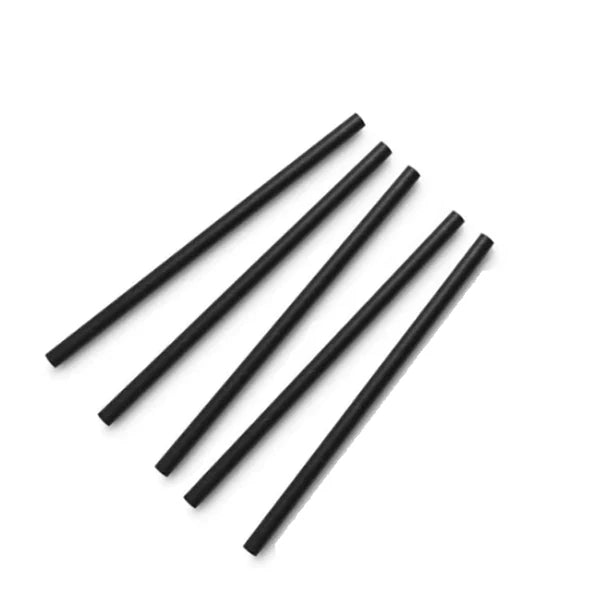 Case of 8" Solid Black Cocktail Paper Straw Unwrapped - 4 x 500 - Stone Paper Straws - Eco Friendly