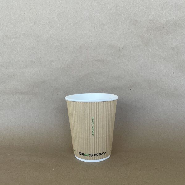 Kraft Bioserv Double Wall Comfort Grip Hot Cup - 8/10/12/16 oz - 500cs BPI - Disposable Take Away Food Packaging - Canadian Distribution