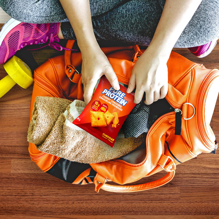 Pure Protein Cheddar Cheesy Crackers - 10G Protein Per Serving, Pack of 8 - Canadian Distribution - Ships Free Within Canada on Orders Above CAD $199