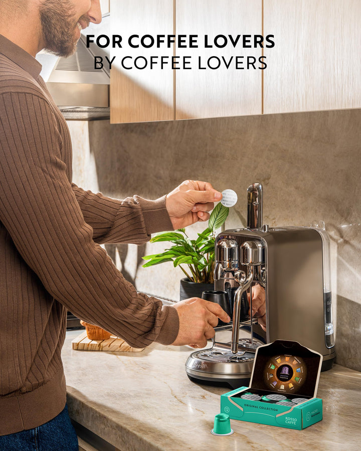 Rosso Caffè – Espresso Coffee Pods – Intense Dark Roast Variety – 120 Pods