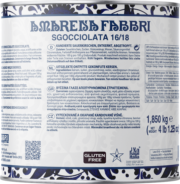 Fabbri AMARENA WHOLE DRAINED - SGOCCIOLATA 16/18 - 3 x 1.85 KG Tin - Fabbri Canada