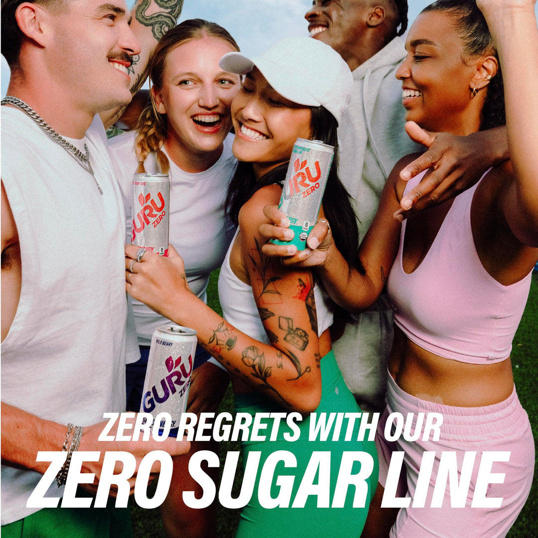 GURU – Zero Sugar Energy Drink – Wild Strawberry Watermelon – 24 × 355 ml